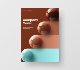 Geometric realistic balls company cover concept. Unique placard design vector illustration.