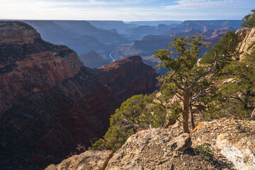 hiking the rim trail at the grand canyon, arizona, usa