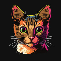 Cartoon Style of Cat Vector Logo Illustration Mascot