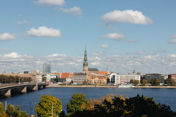 Riga old town. View over the city of Riga in Latvia