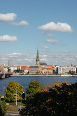 Riga old town. View over the city of Riga in Latvia