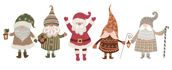 Boho Christmas ,Christmas gnomes with Santa 