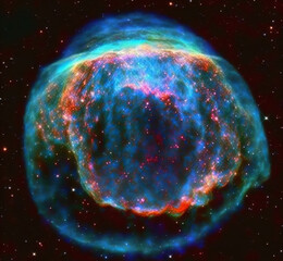 A massive supernova explodes in space.	