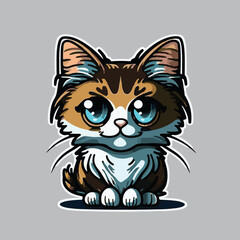 Cartoon Style of Cat Vector Logo Illustration Mascot