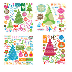 Christmas sale labels elements vector