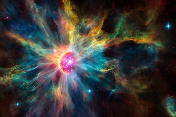 Fototapeta na wymiar A massive supernova explodes in space. 
