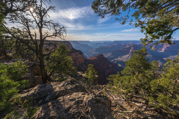 hiking the rim trail at the grand canyon, arizona, usa