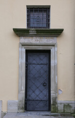 Fototapeta premium Old antique door and porch in the castle.