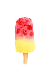 Hand drawn watercolor popsicle frozen dessert