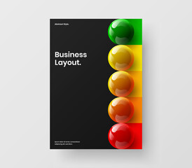Multicolored front page design vector concept. Colorful 3D balls booklet layout.