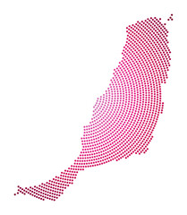 Fuerteventura dotted map. Digital style shape of Fuerteventura. Tech icon of the island with gradiented dots. Superb vector illustration.