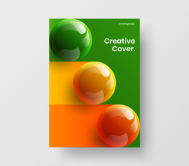 Simple corporate cover A4 vector design concept. Trendy 3D spheres brochure illustration.