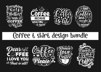 Coffee typography creative t shirt design bundkle 