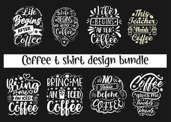 Coffee typography creative t shirt design bundkle 