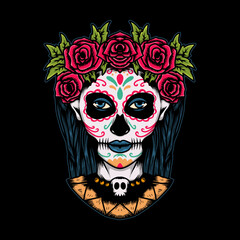 mexico woman with rose illustration