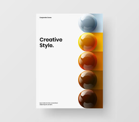 Minimalistic 3D balls annual report illustration. Unique leaflet A4 design vector concept.