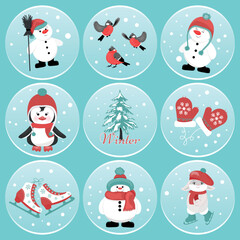 Set of Cute Winter stickers