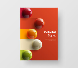 Original leaflet A4 vector design template. Abstract realistic balls book cover illustration.