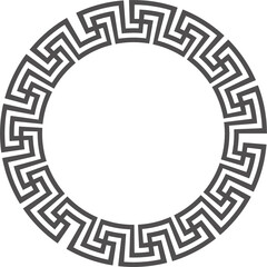 Circle greek frame. Round meander border. Decoration pattern. Fret traditional motif

