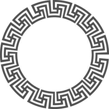 Circle Greek Frame. Round Meander Border. Decoration Pattern. Fret Traditional Motif

