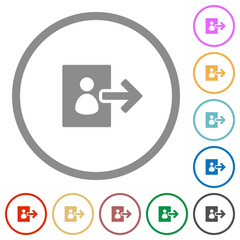 User logout solid flat color icons in round outlines