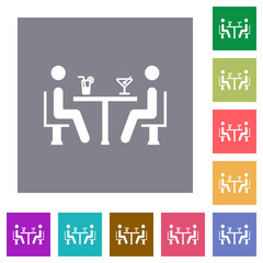 Cocktail bar square flat icons
