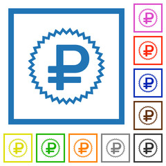 Fototapeta premium Russian Ruble sticker alternate flat framed icons