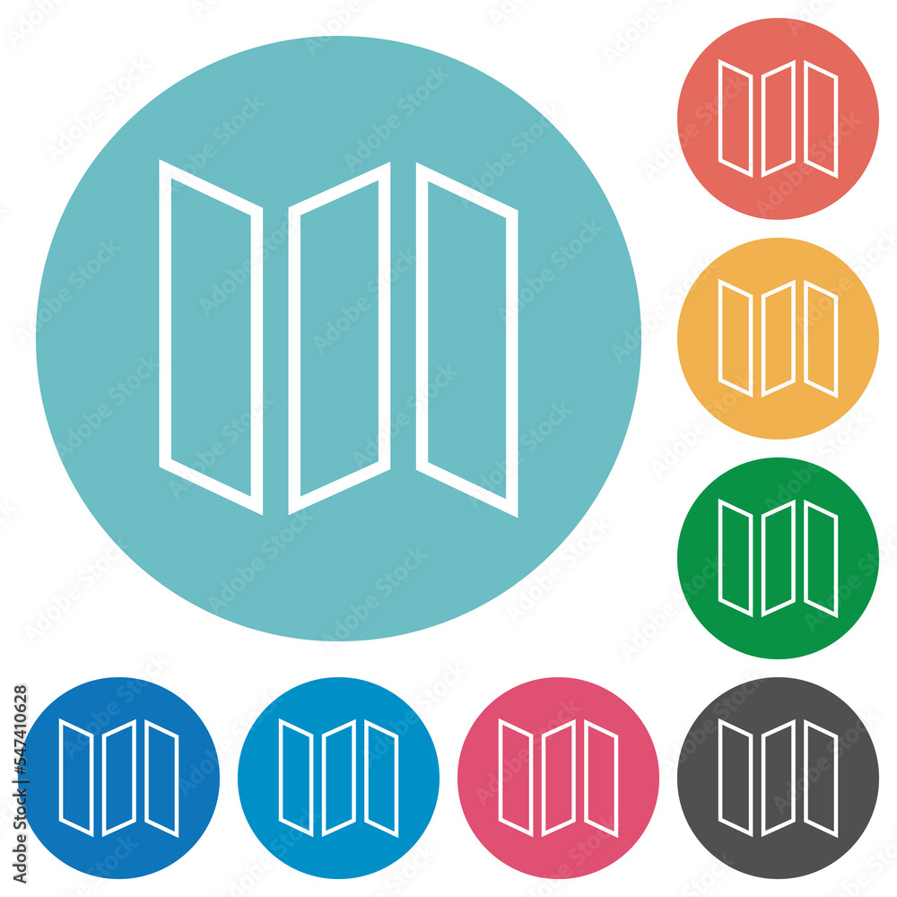 Poster collapsible map outline flat round icons