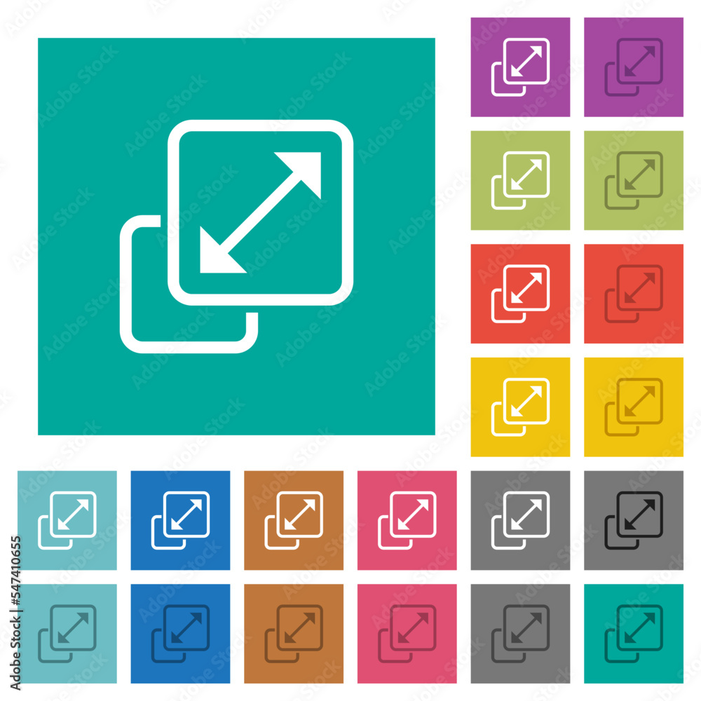Aufkleber resize element outline square flat multi colored icons