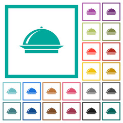 Food tray with gloss flat color icons with quadrant frames