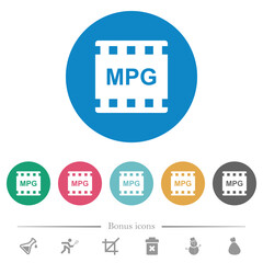 MPG movie format flat round icons