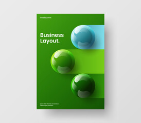 Multicolored realistic spheres pamphlet illustration. Geometric company identity vector design concept.