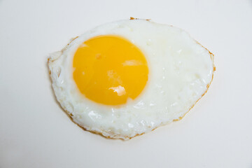 Fried egg isolate on white background top view flatlay