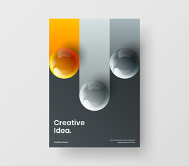 Trendy 3D balls placard template. Unique booklet A4 vector design layout.