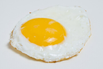 Fried egg isolate on white background top view flatlay