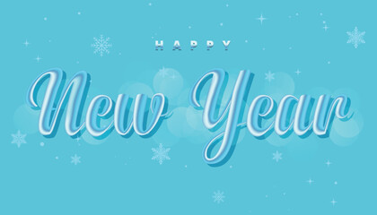 Naklejka na ściany i meble Happy new year 3d frozen color typography template design