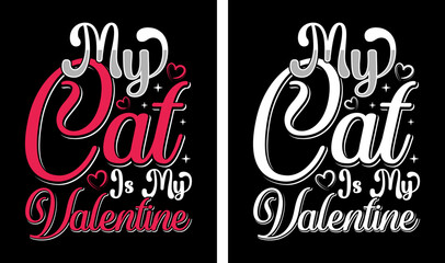 Valentine's day cat lover typography shirts design vector, wavy shirt design.