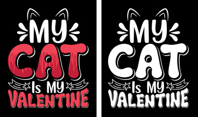 Valentine's day cat lover typography shirts design vector, wavy shirt design.