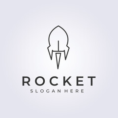 line rocket launch simple logo vector illustration design