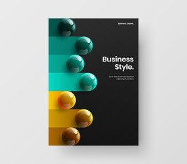 Abstract corporate brochure design vector template. Geometric 3D spheres company cover illustration.