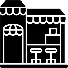 Coffeehouse, coffee shop or cafe icon