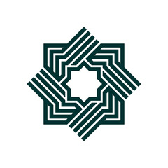 Arabic Calligraphy of the Name of Allah (God) in Octagonal Star Shape.