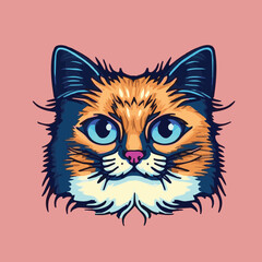 Cartoon Style of Cat Vector Logo Illustration Mascot