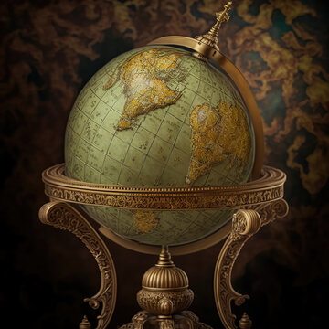 AI generated image of an ancient ornate globe 