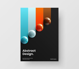 Simple book cover design vector template. Clean 3D balls corporate identity layout.