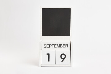 Calendar with the date September 19 and a place for designers. Illustration for an event of a certain date.