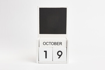 Calendar with the date October 19 and a place for designers. Illustration for an event of a certain date.