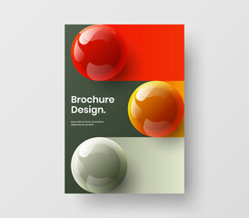 Geometric poster vector design template. Amazing realistic spheres annual report illustration.