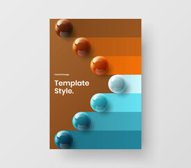 Colorful handbill A4 vector design layout. Modern realistic balls catalog cover concept.