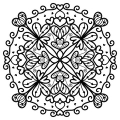 Heart Mandala for Coloring book, Coloring page